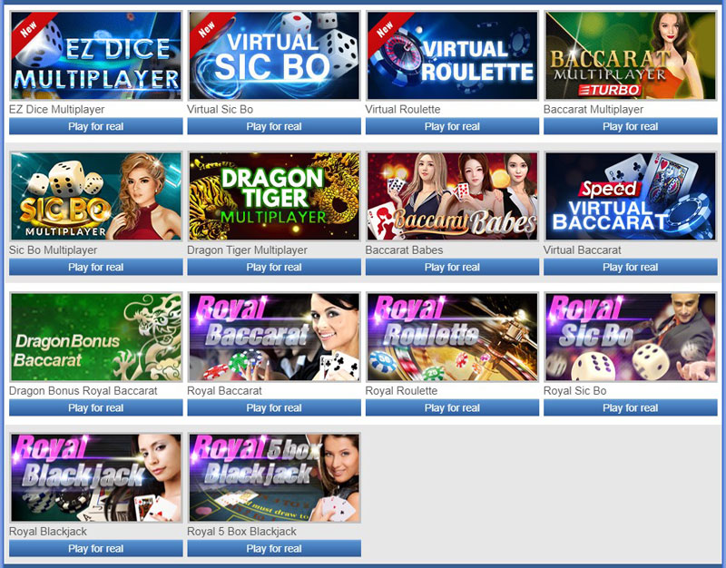 รูปแบบและชนิดเกมคาสิโนออนไลน์ บนเว็บ SBOBET