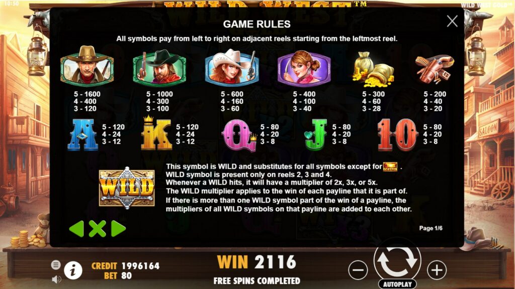 อัตราจ่ายเงินสล็อต Wild West Gold